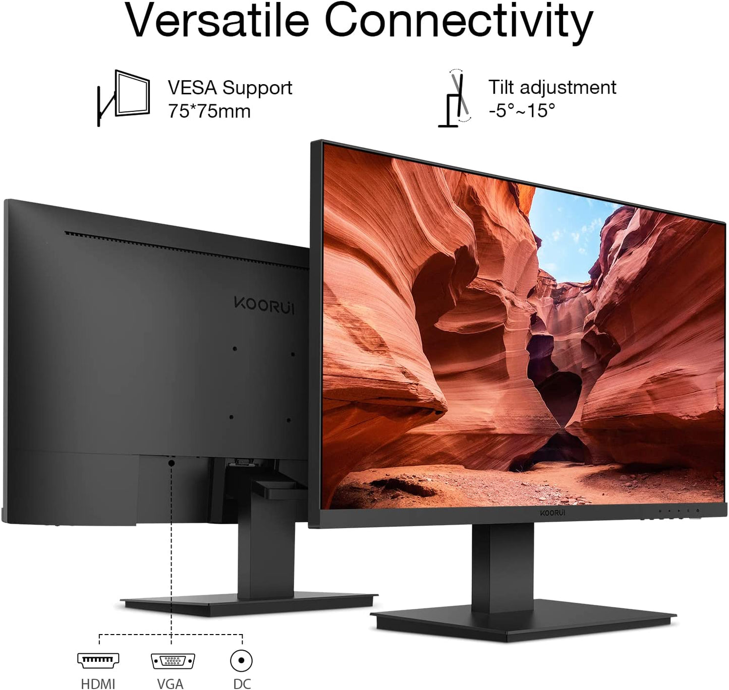 24" 1920 x 1080 Full HD Desktop Monitor 3000:1 Contrast Ratio - Frameless Design SRBG 75hz VGA HDMI